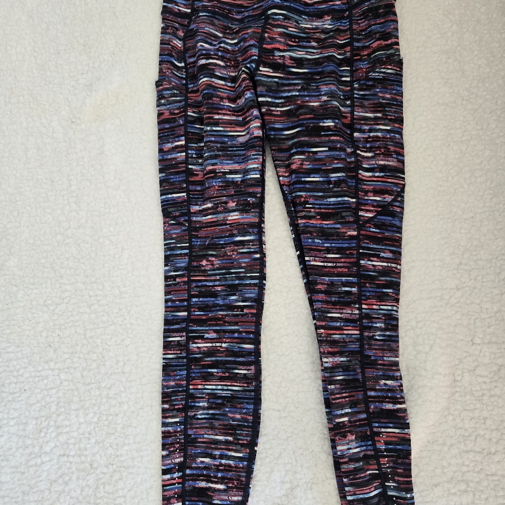 Lululemon Speed Running Tights Patterned Stripe Size 8 Like New